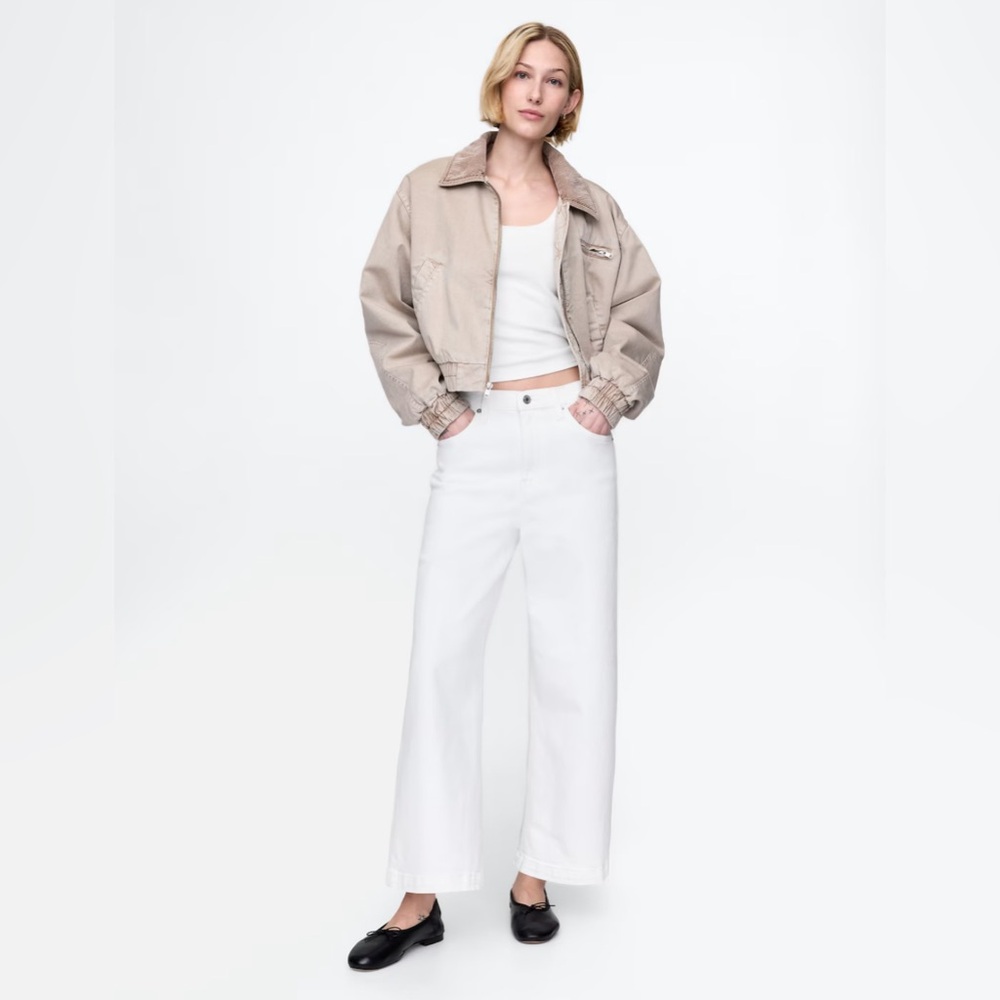 Gap High Rise Ankle Stride Wide Leg Jeans